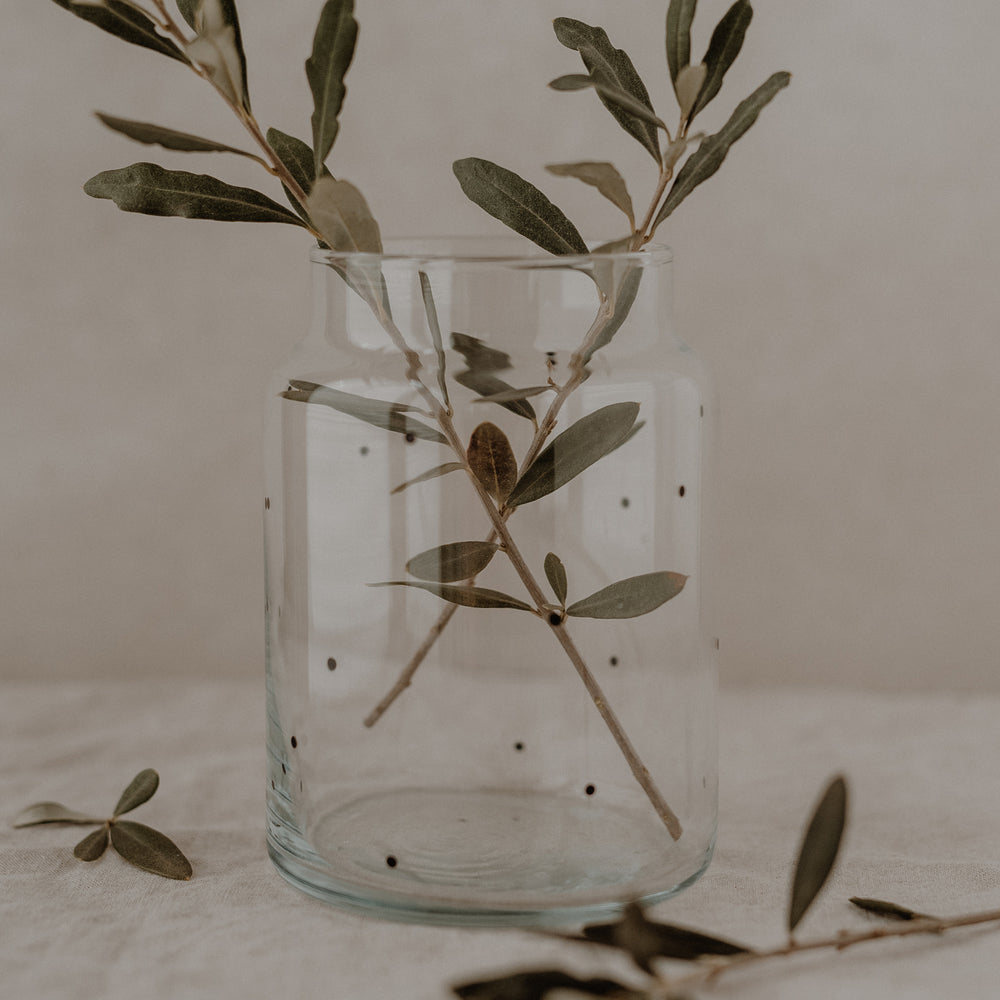 Vase aus Glas groß Punkte (VE = 6 Stk)