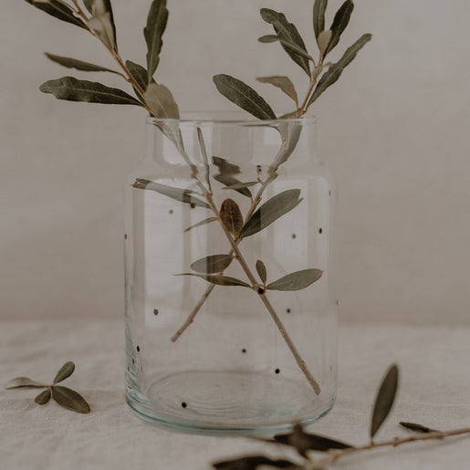Vase aus Glas groß Punkte (VE = 6 Stk)