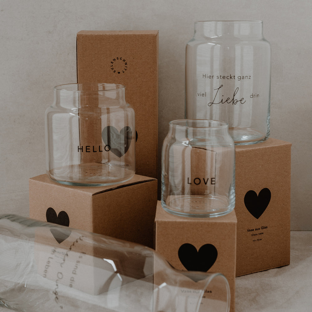 Vase en verre grand Liebe (UE = 6 Pièces)