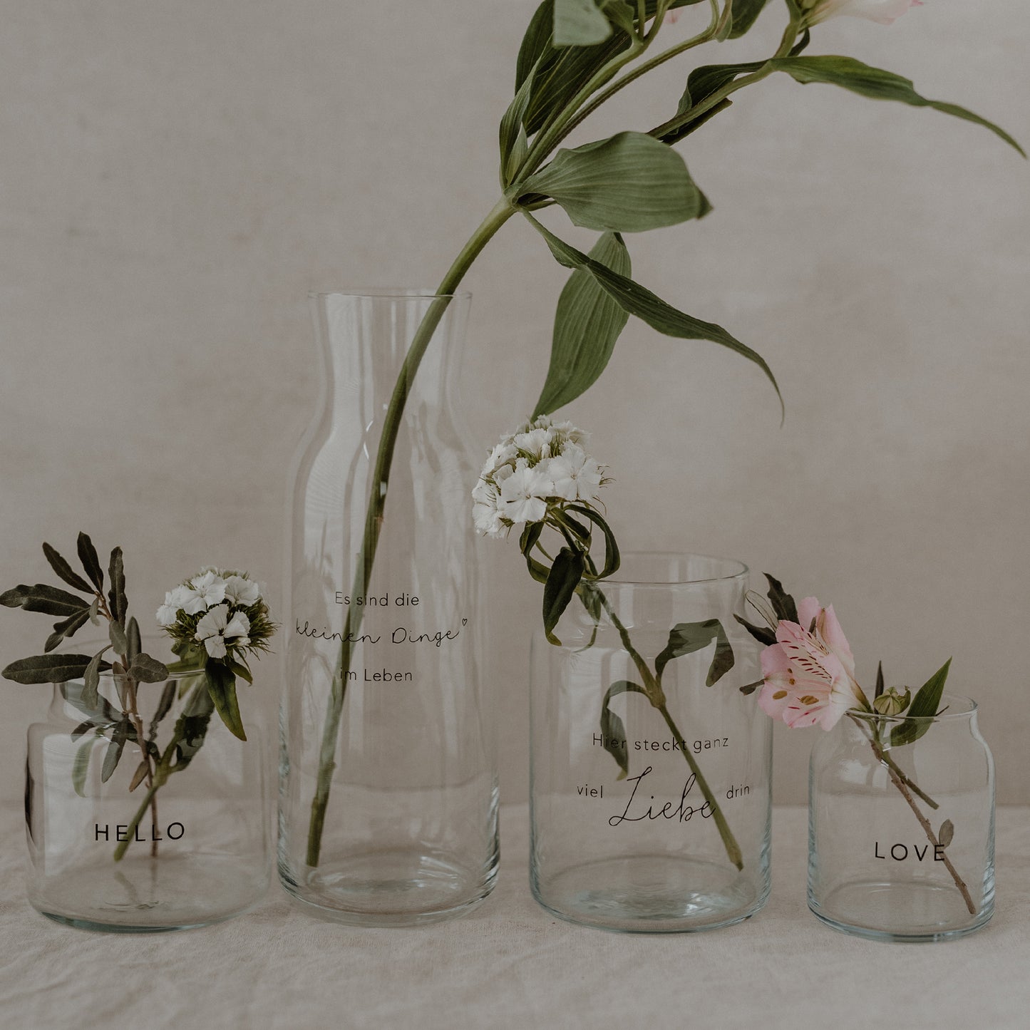 Vase en verre grand Liebe (UE = 6 Pièces)