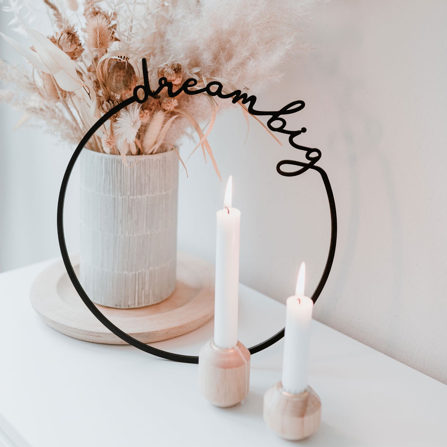 Wooden Wreath Dream Big 31cm (PU = 8 pieces)