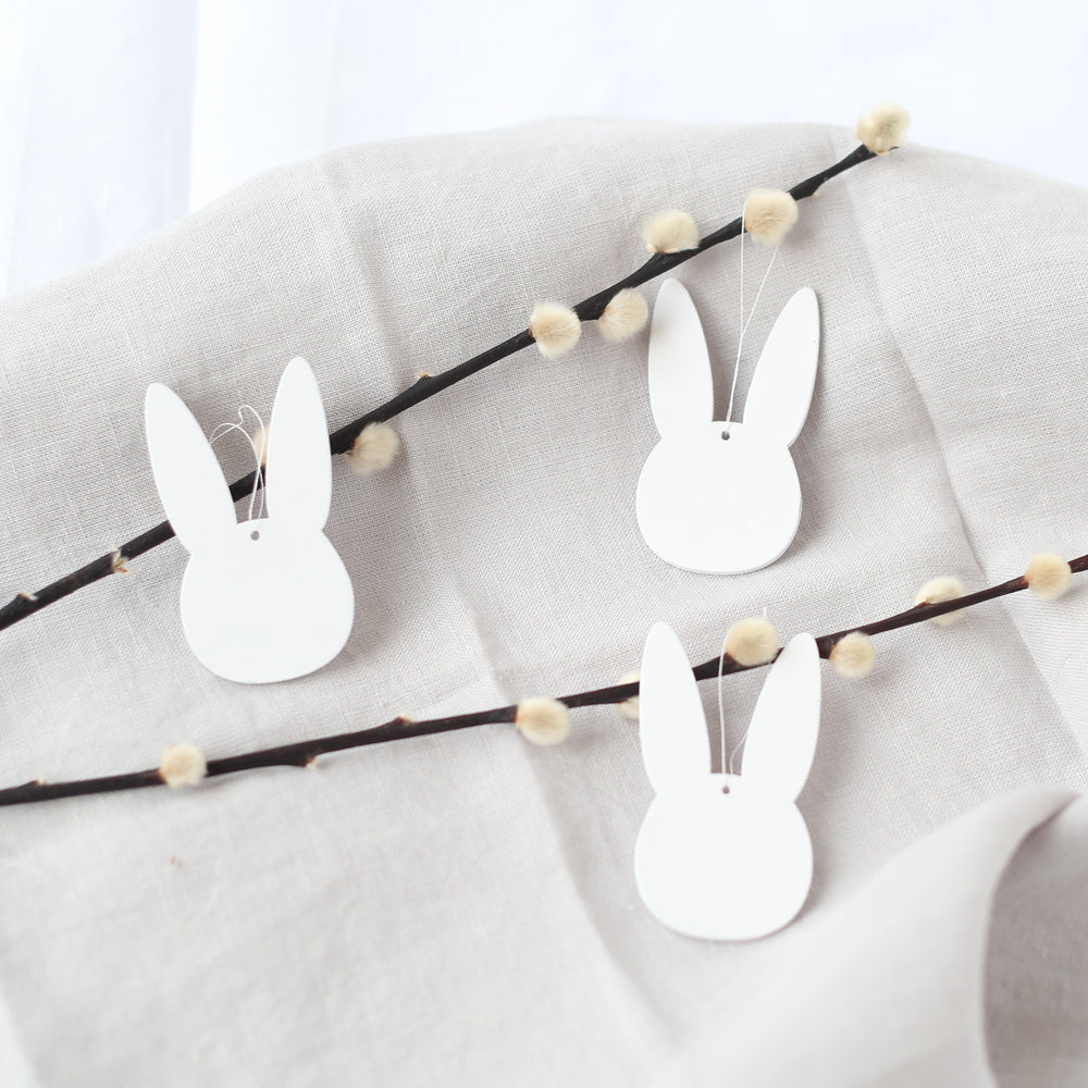 Holzanhänger Hase weiß im 8er Set (VE = 8 Stk)