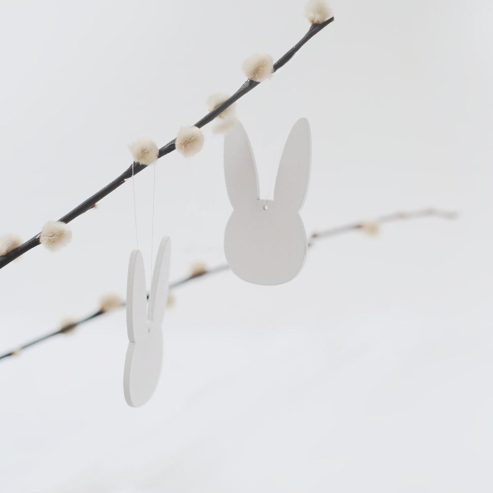 Holzanhänger Hase weiß im 8er Set (VE = 8 Stk)