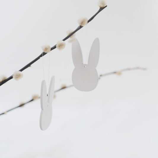 Holzanhänger Hase weiß im 8er Set (VE = 8 Stk)
