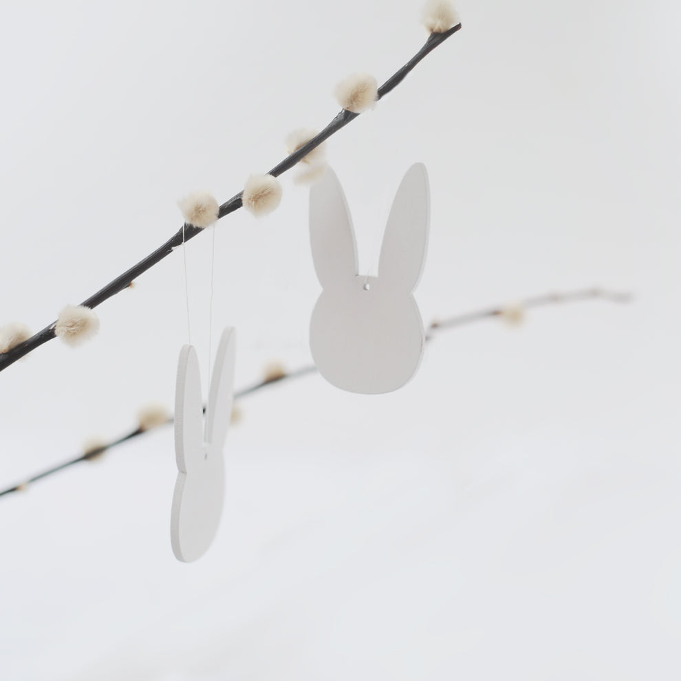 Holzanhänger Hase weiß im 8er Set (VE = 8 Stk)