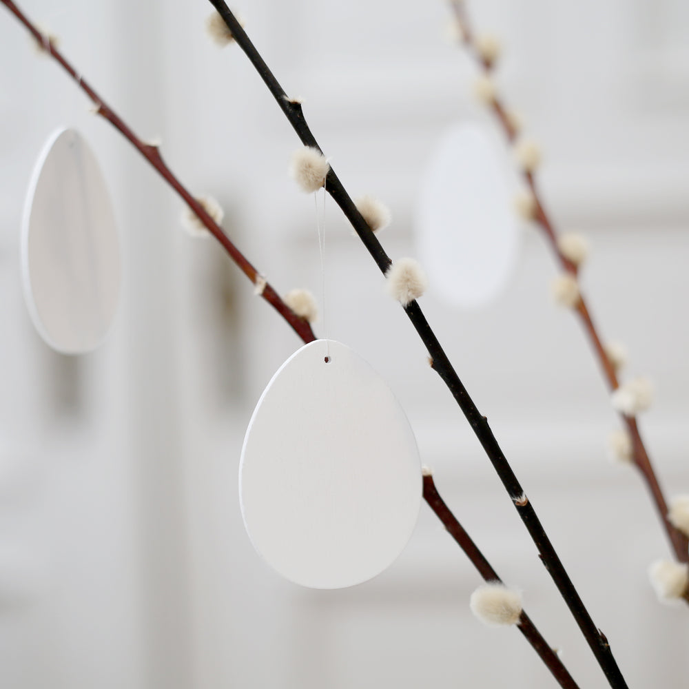 Pendentif en bois blanc d'oeufs en lot de 8 (UE = 8 Pièces)