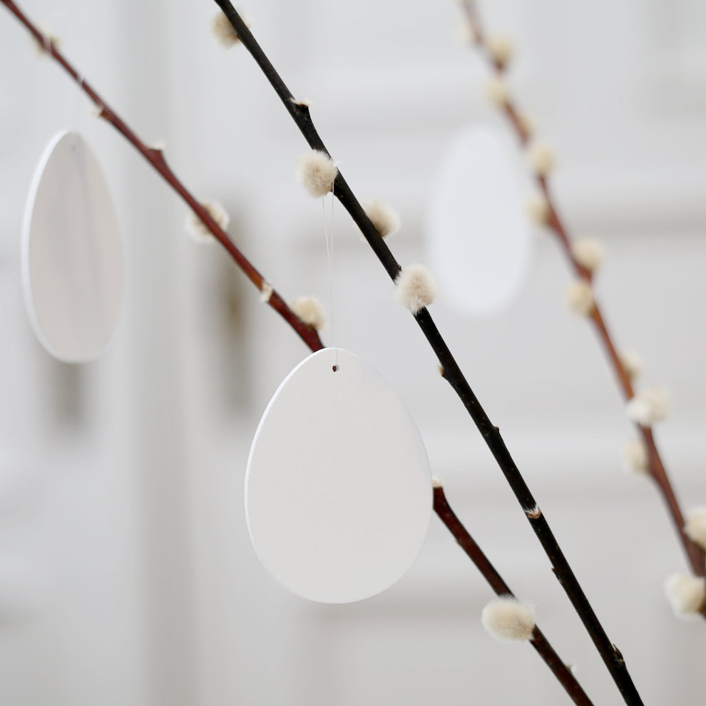 Pendentif en bois blanc d'oeufs en lot de 8 (UE = 8 Pièces)