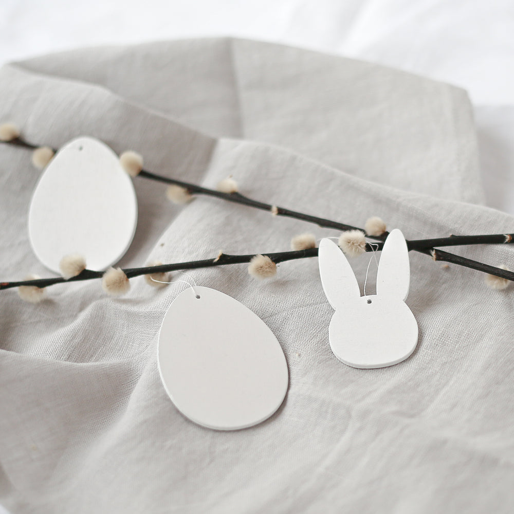 Pendentif en bois blanc d'oeufs en lot de 8 (UE = 8 Pièces)