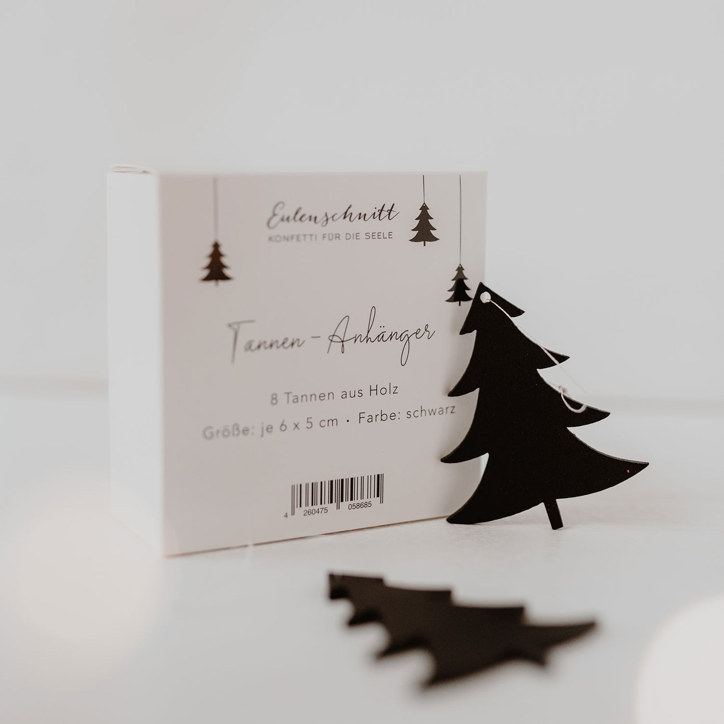 Wooden Pendant Fir black in a Set of 8 (VE = 8 pieces)
