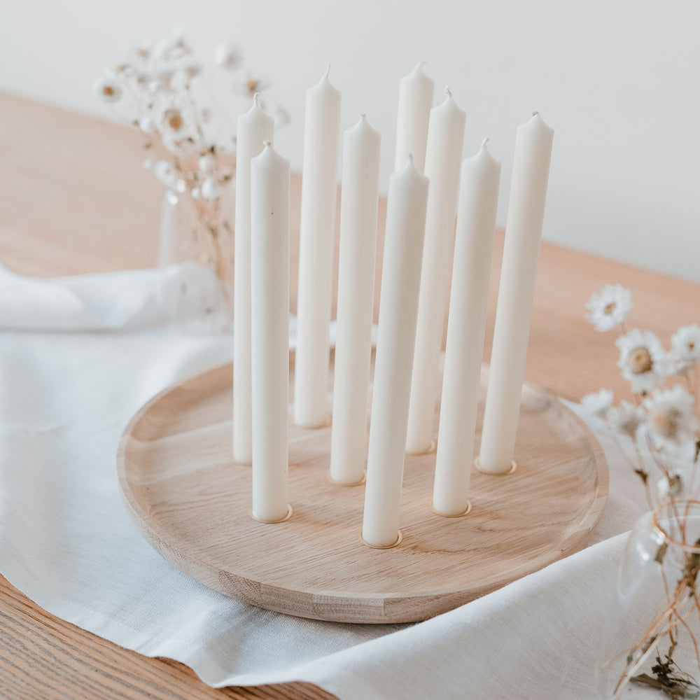 Round candle board made of oak 32cm (for stick candles) (PU = 3 pieces)