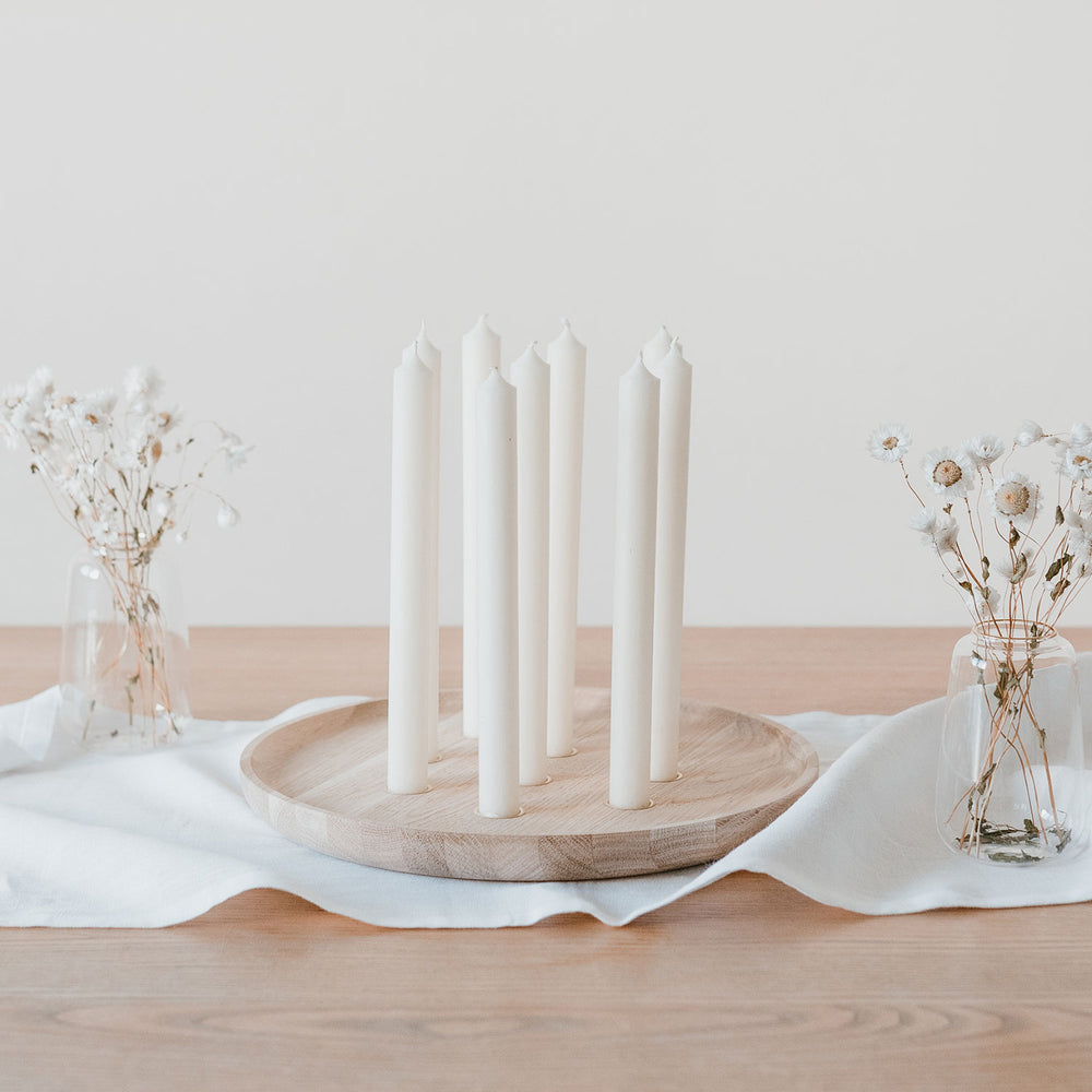Round candle board made of oak 32cm (for stick candles) (PU = 3 pieces)