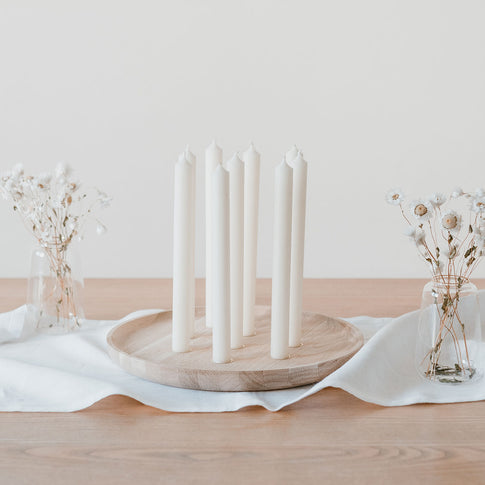 Round candle board made of oak 32cm (for stick candles) (PU = 3 pieces)