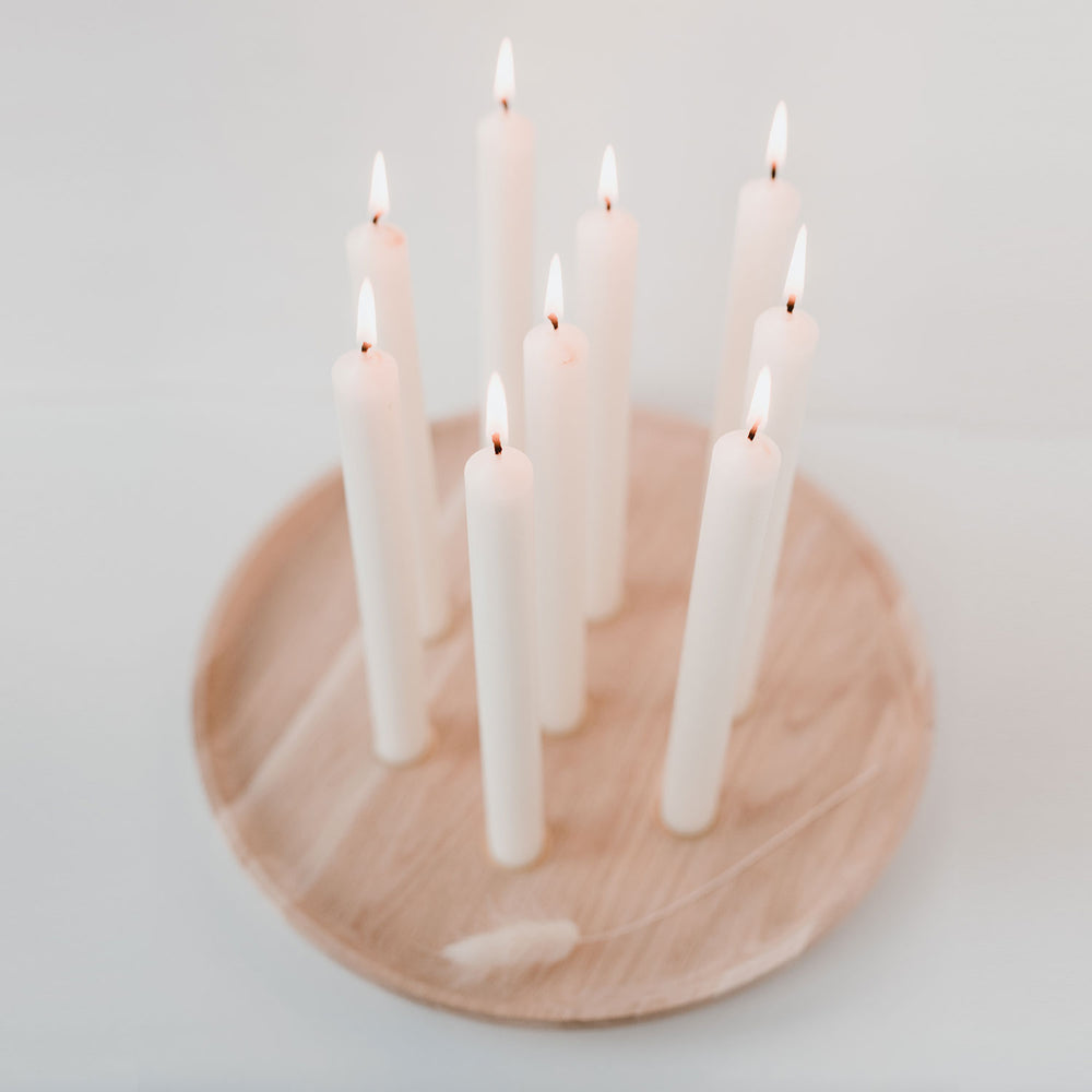 Round candle board made of oak 32cm (for stick candles) (PU = 3 pieces)