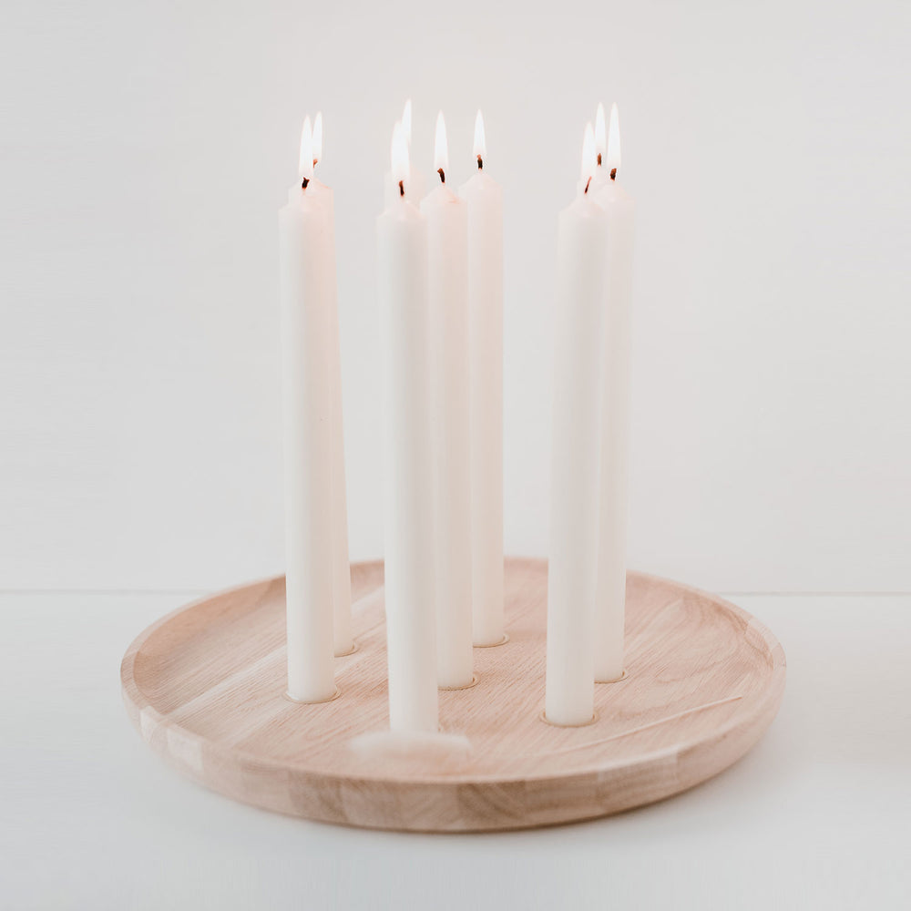 Round candle board made of oak 32cm (for stick candles) (PU = 3 pieces)