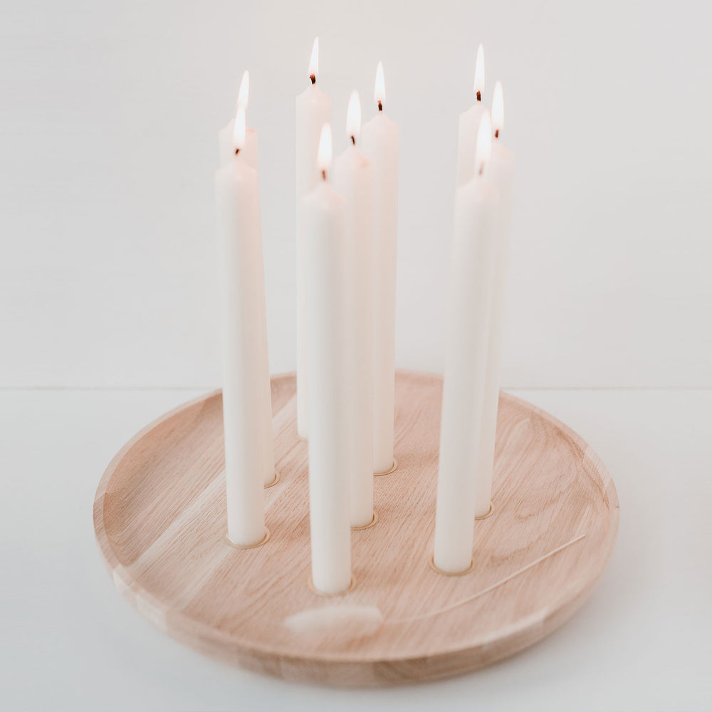 Round candle board made of oak 32cm (for stick candles) (PU = 3 pieces)