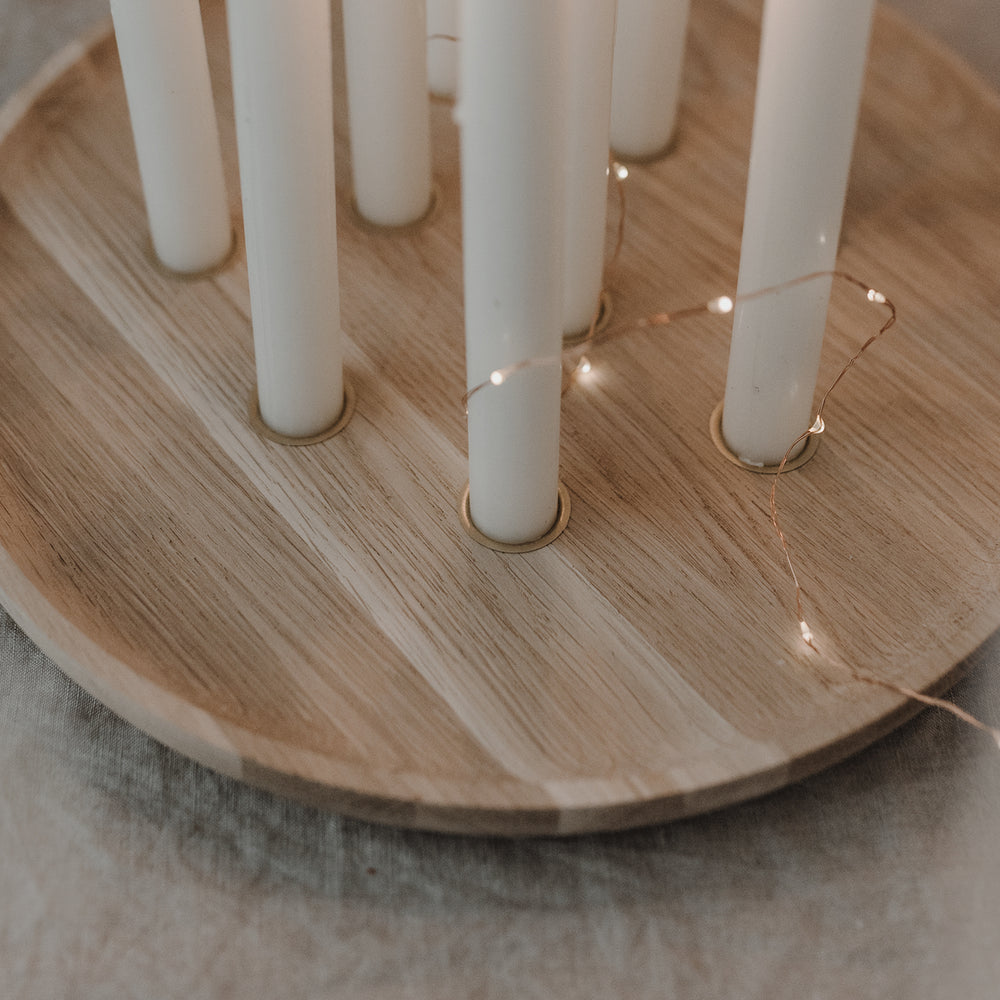 Round candle board made of oak 32cm (for stick candles) (PU = 3 pieces)