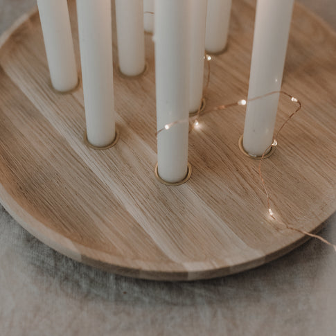 Round candle board made of oak 32cm (for stick candles) (PU = 3 pieces)