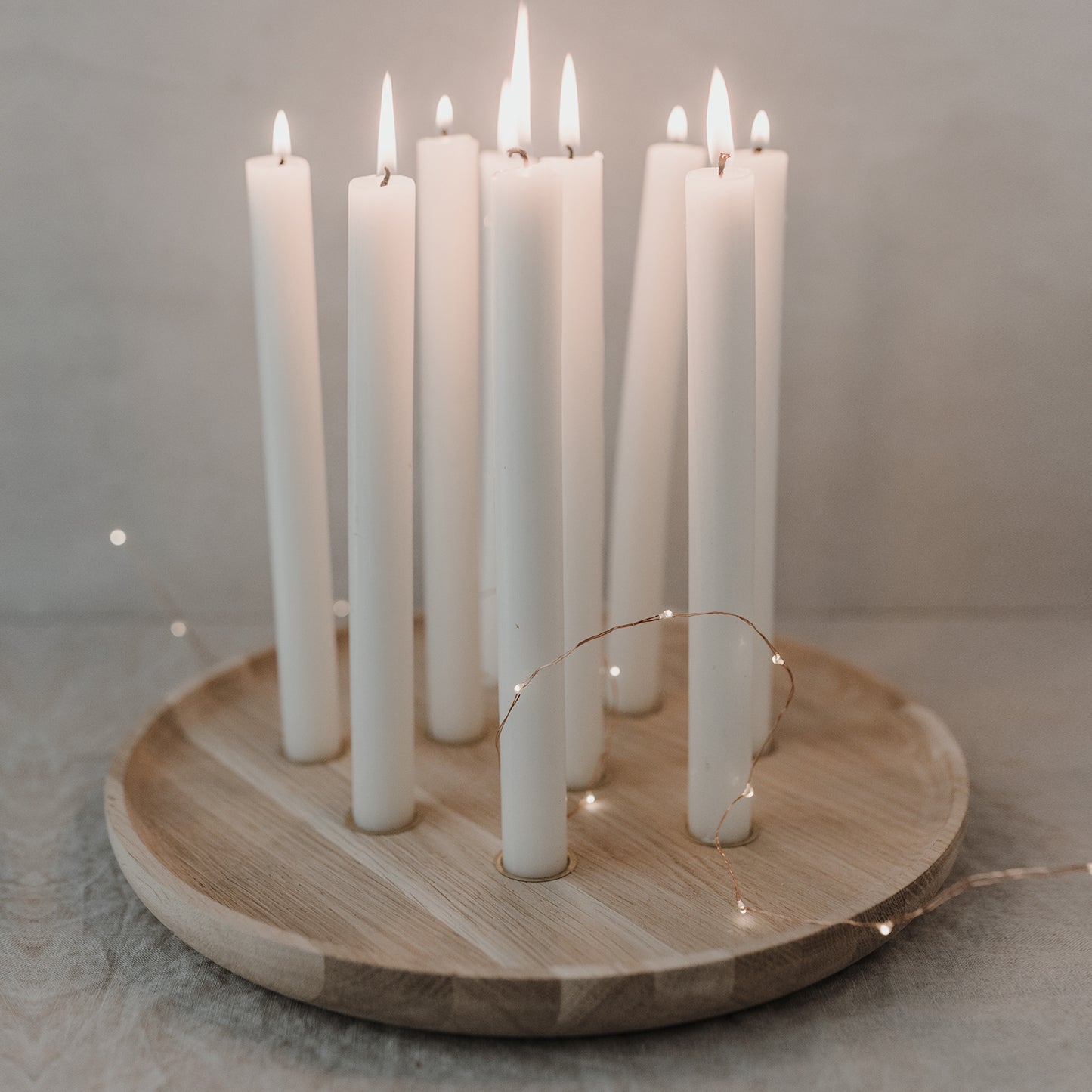 Round candle board made of oak 32cm (for stick candles) (PU = 3 pieces)