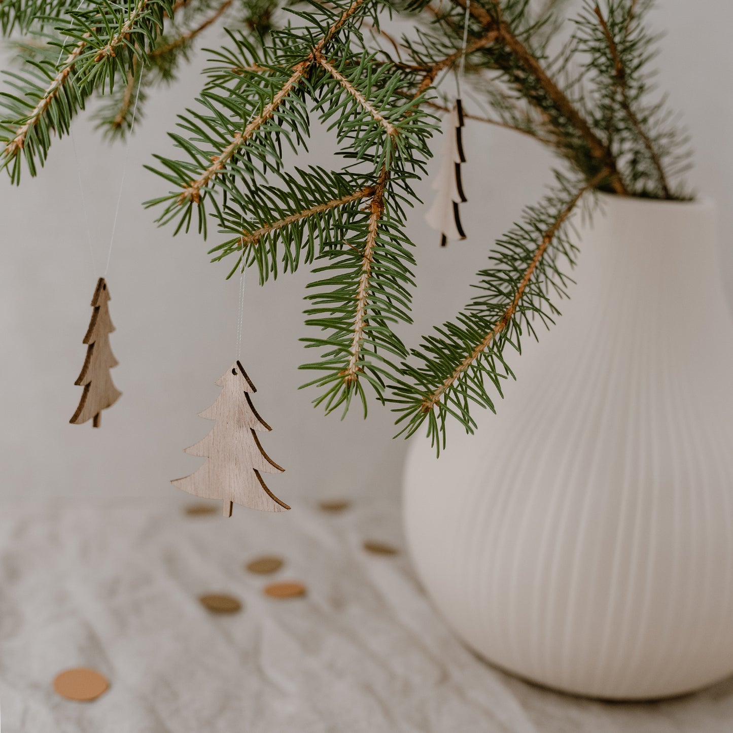 Pendentif en bois de sapin naturel en lot de 8 (UE = 8 Pièces)