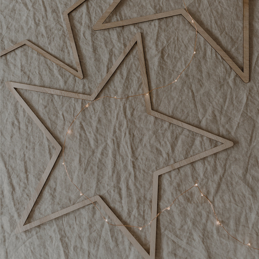 Couronne en bois Étoile Naturelle en lot de 3 (UE= 8 Pièces)