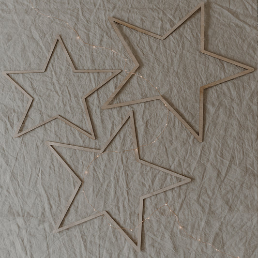 Couronne en bois Étoile Naturelle en lot de 3 (UE= 8 Pièces)