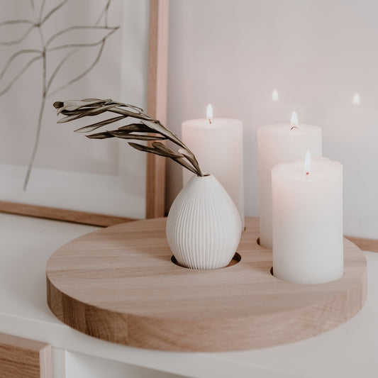 Round candle holder made of oak 32cm "Blank" (PU = 3 pieces)