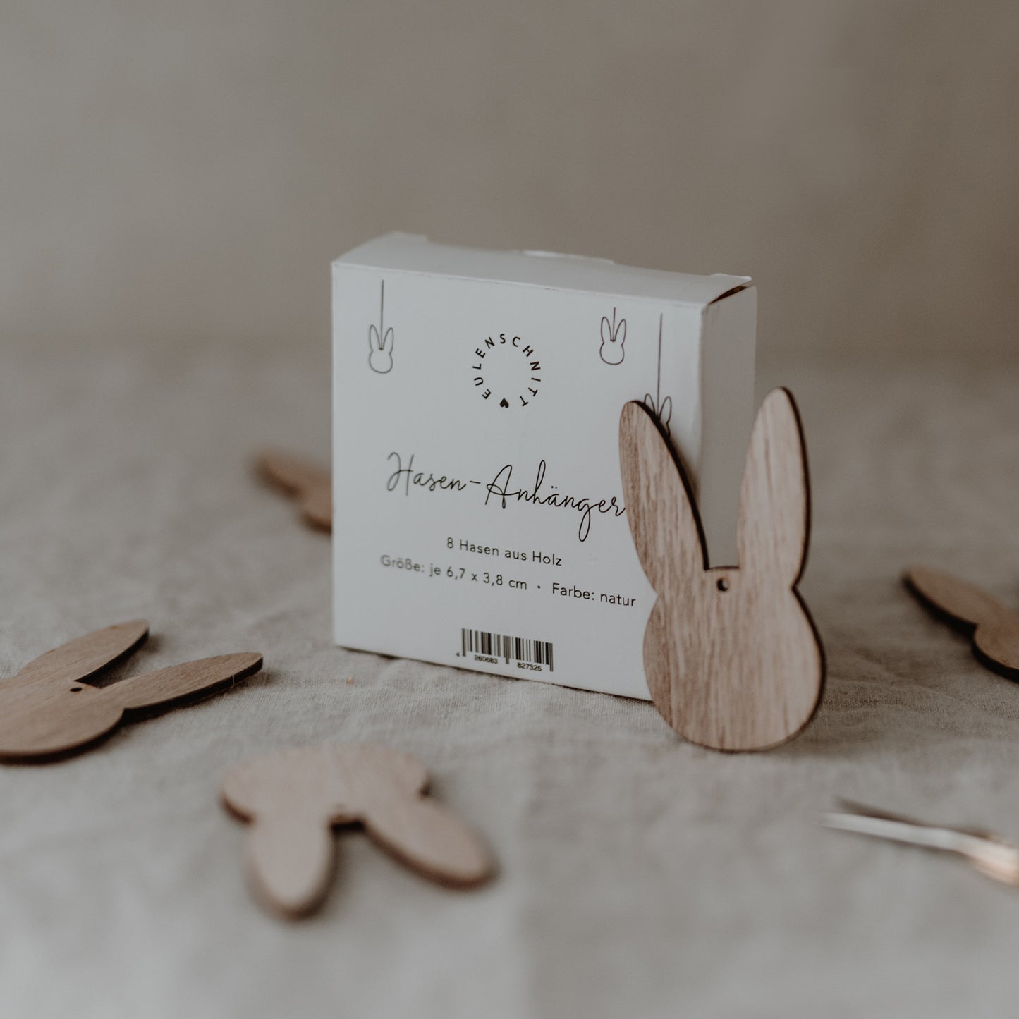 Wooden Pendant Rabbit Natural in a Set of 8 (PU = 8 sets)