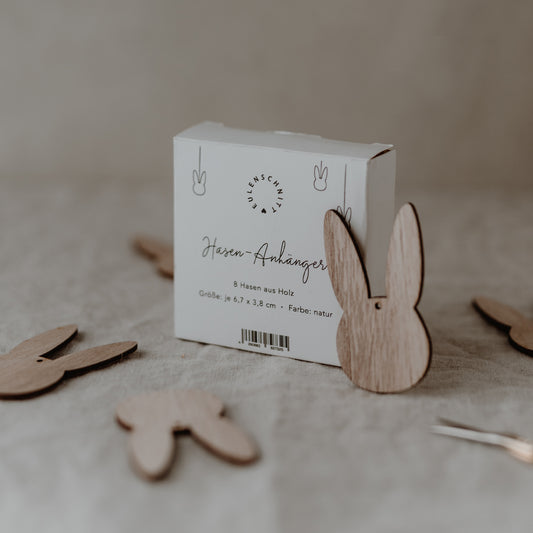 Holzanhänger Hase Natur im 8er Set (VE = 8 Sets)