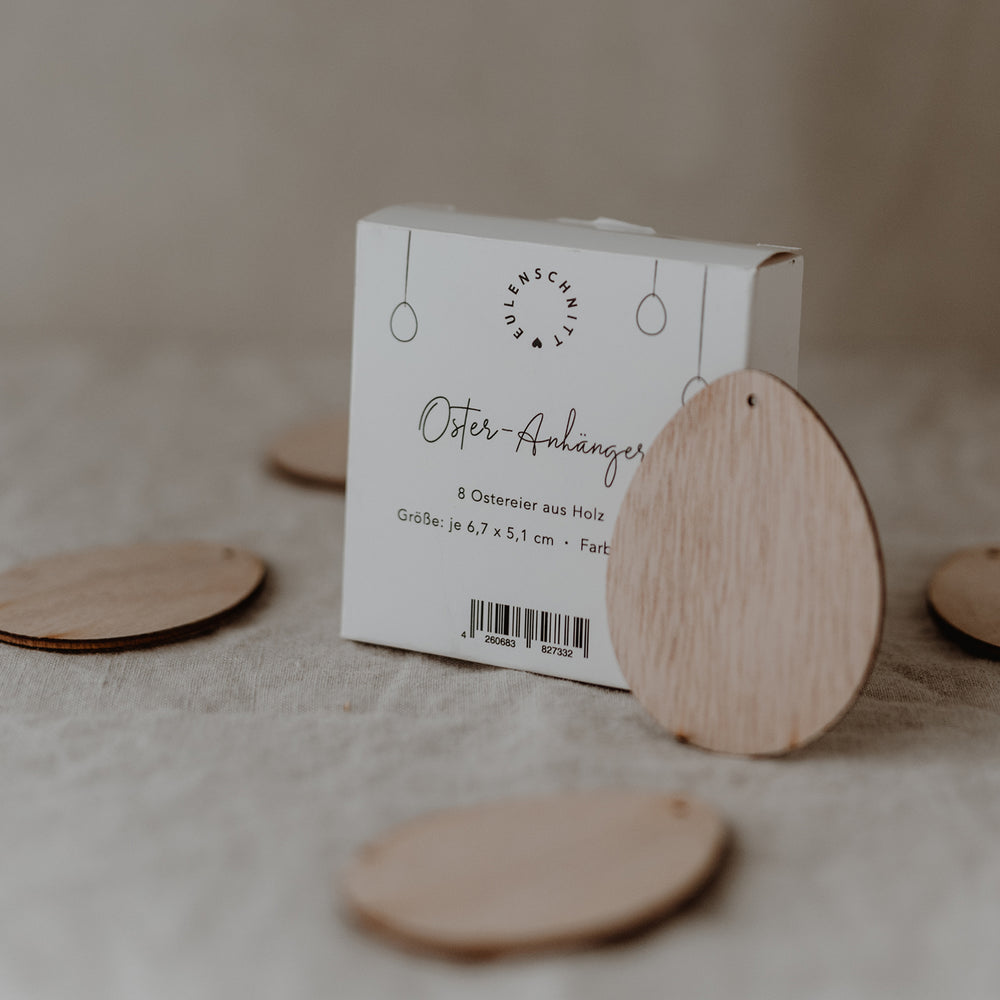Holzanhänger Eier Natur im 8er Set (VE = 8 Sets)