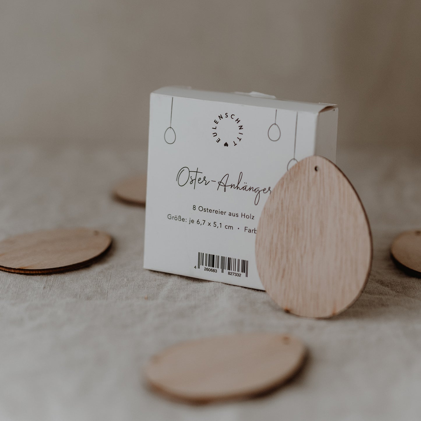 Holzanhänger Eier Natur im 8er Set (VE = 8 Sets)