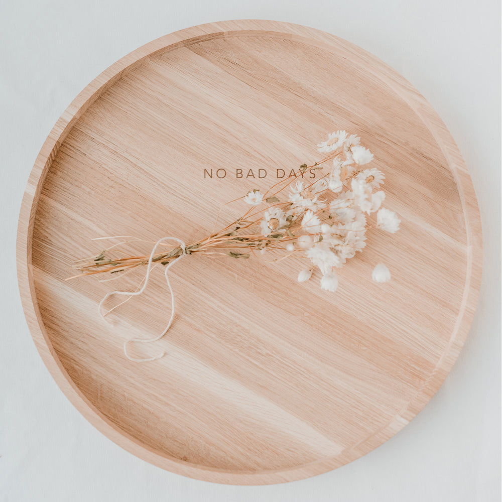 Tablett No bad days aus Eiche 36cm (VE = 3 Stk)