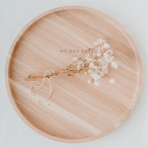 Tablett No bad days aus Eiche 36cm (VE = 3 Stk)