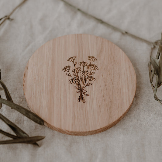 Dessous de verre en chêne bouquet (UE = 8 Pièces)
