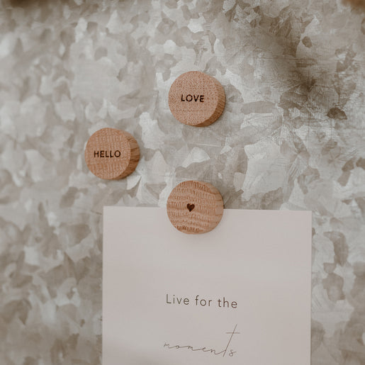 Wooden Magnet Set of 3 Hello Love (PU = 6 sets)