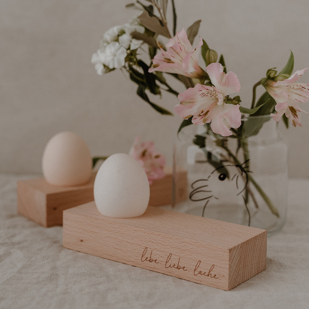 Egg cup Lebe Liebe Lache 15 x 5.5cm (PU = 5 pieces)