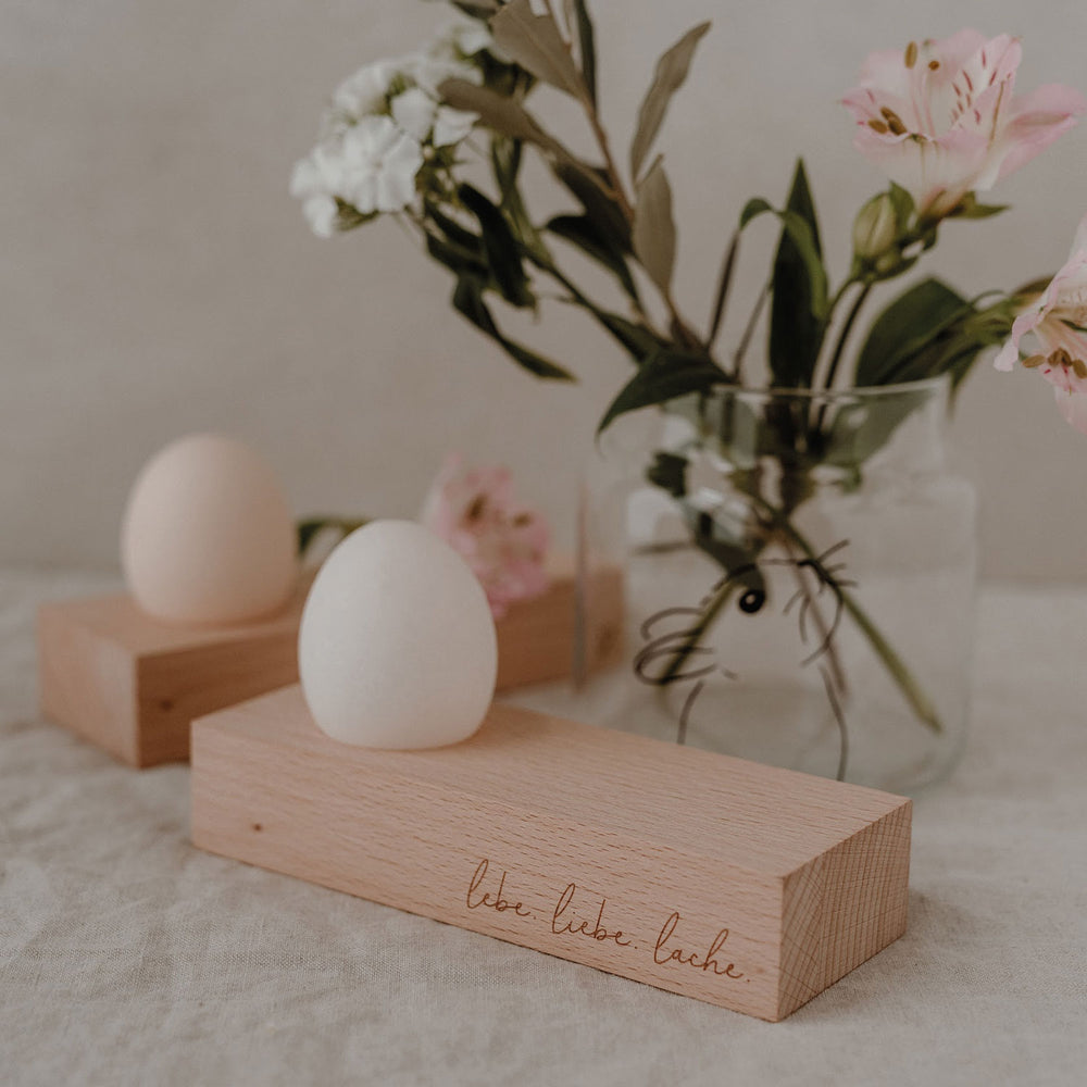 Egg cup Lebe Liebe Lache 15 x 5.5cm (PU = 5 pieces)