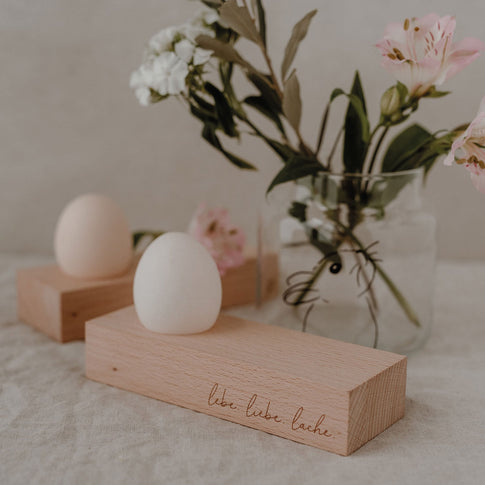 Egg cup Lebe Liebe Lache 15 x 5.5cm (PU = 5 pieces)