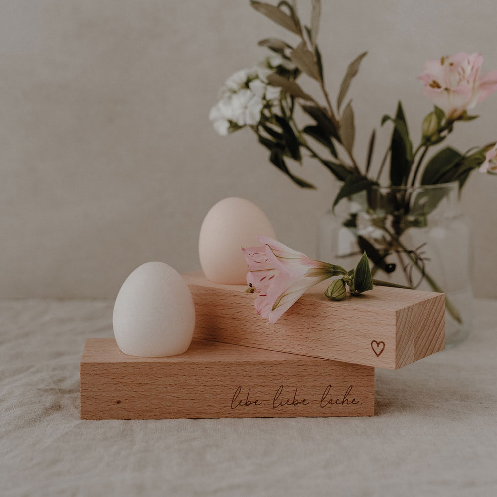 Egg cup Lebe Liebe Lache 15 x 5.5cm (PU = 5 pieces)
