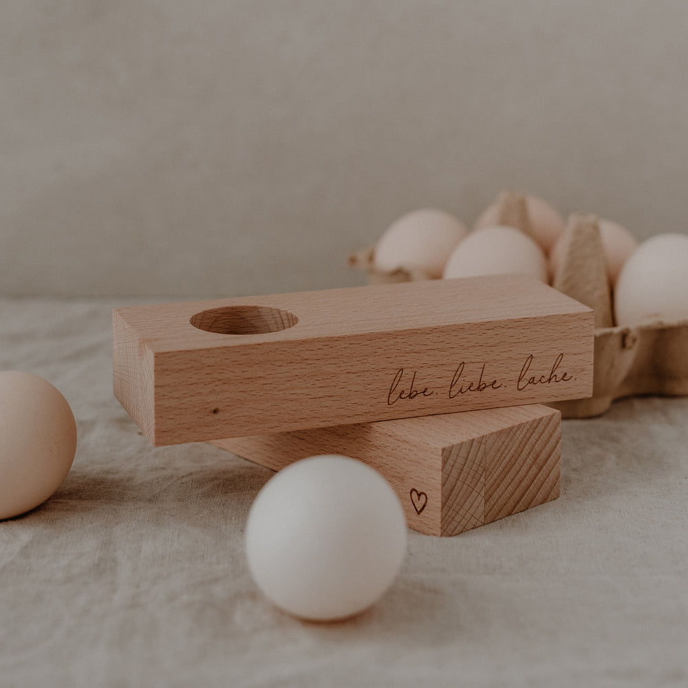 Egg cup Lebe Liebe Lache 15 x 5.5cm (PU = 5 pieces)