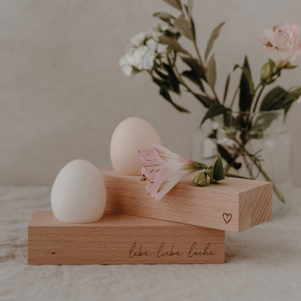 Egg cup Lebe Liebe Lache 15 x 5.5cm (PU = 5 pieces)