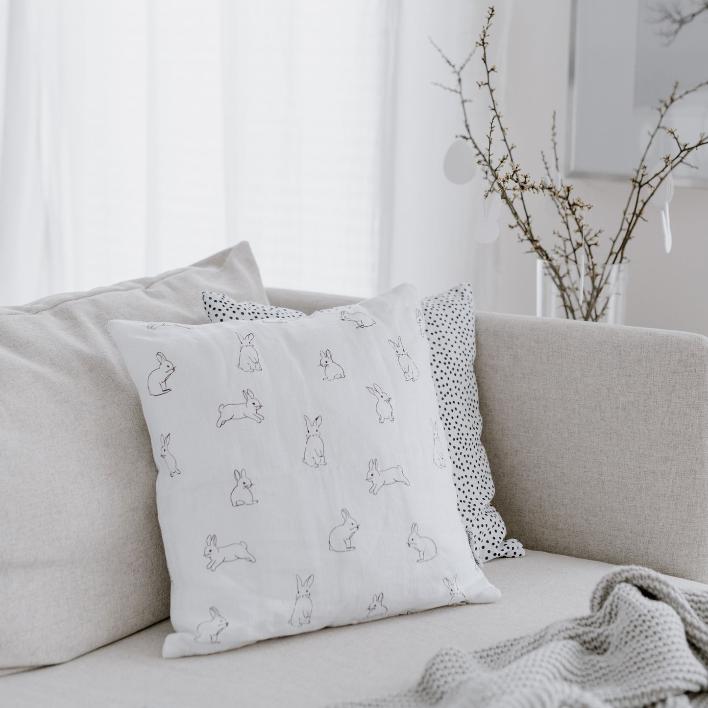 Linen cushion cover rabbit 40 x 40 cm (VE = 5 pieces)