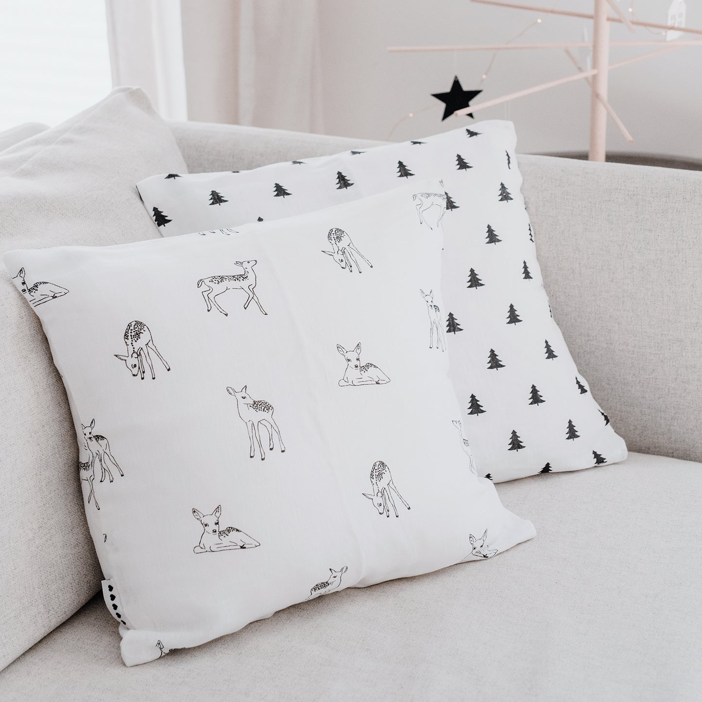 Housse de coussin Cerf en lin (UE = 5 Pièces)