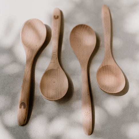 Ensemble de 4 cuillères en bois arc-en-ciel (UE = 8 Pièces)