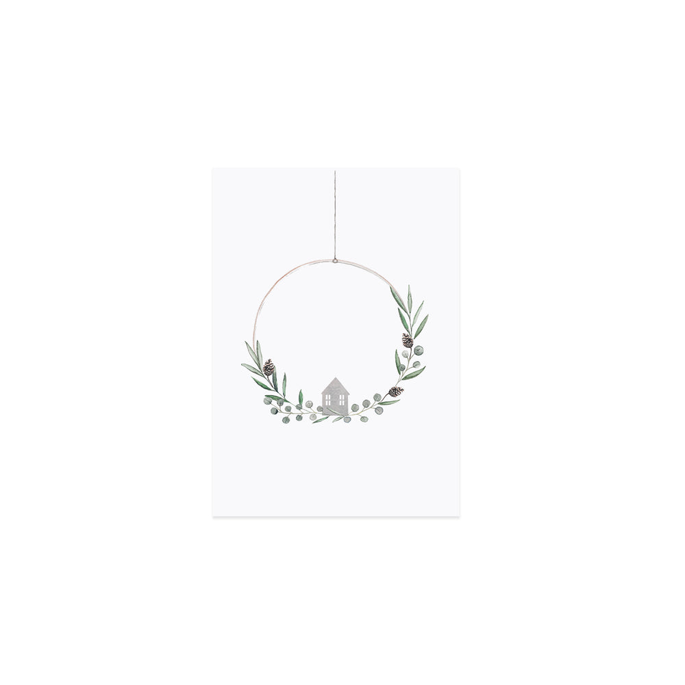 Watercolor card Christmas Wreath (PU = 10 pieces)