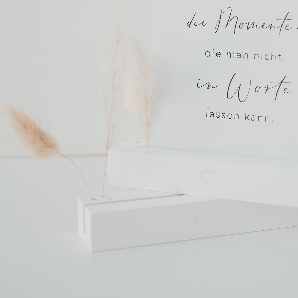 Karten- und Blumenhalter 2er Set - 12 cm Herz weiß (VE= 6 Sets)