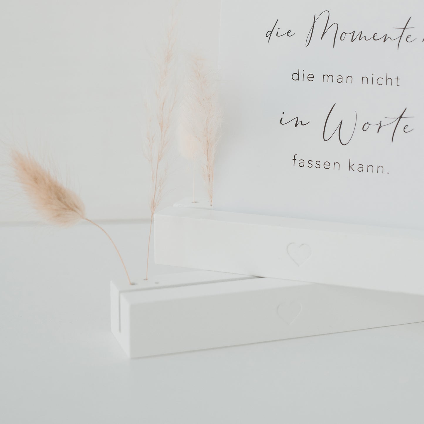 Karten- und Blumenhalter 2er Set - 12 cm Herz weiß (VE= 6 Sets)