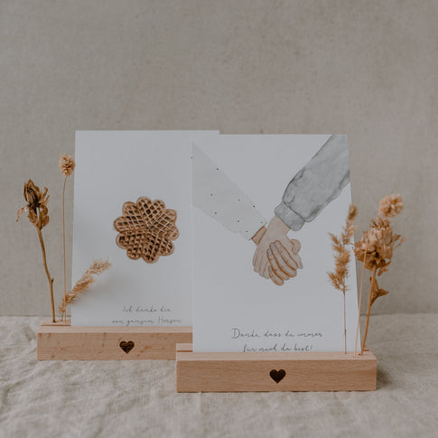 Card and flower holder set of 2 - 12 cm heart natural (PU= 6 sets)
