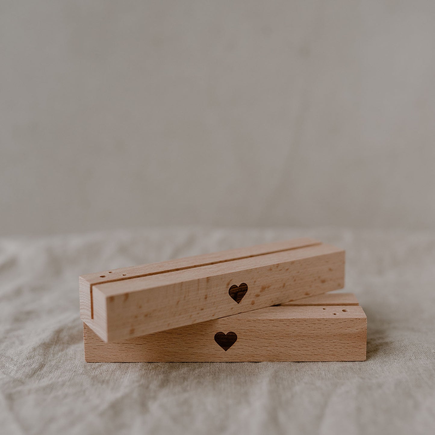 Card and flower holder set of 2 - 12 cm heart natural (PU= 6 sets)