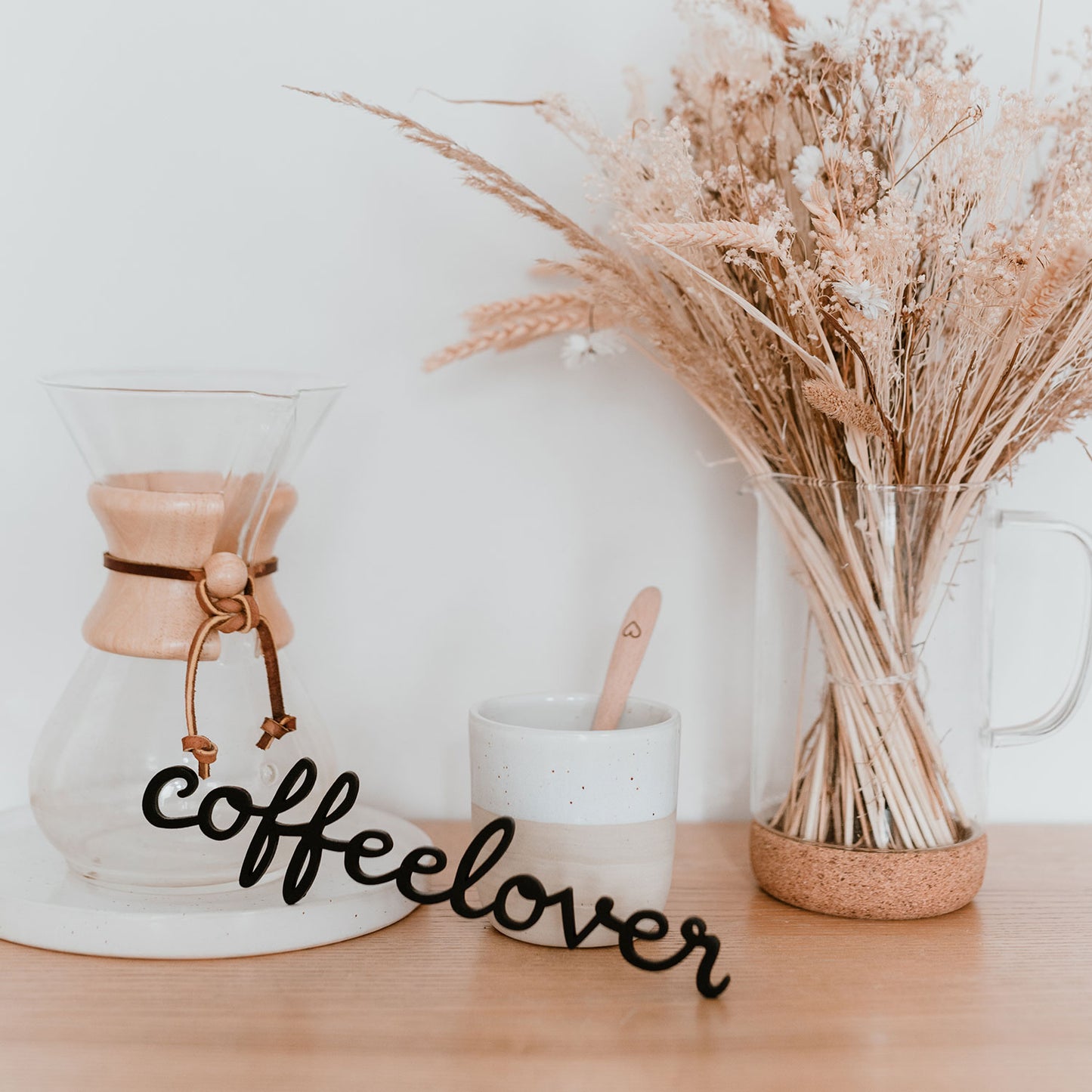 Lettrage en relief en bois Coffeelover (UE = 8 Pièces)