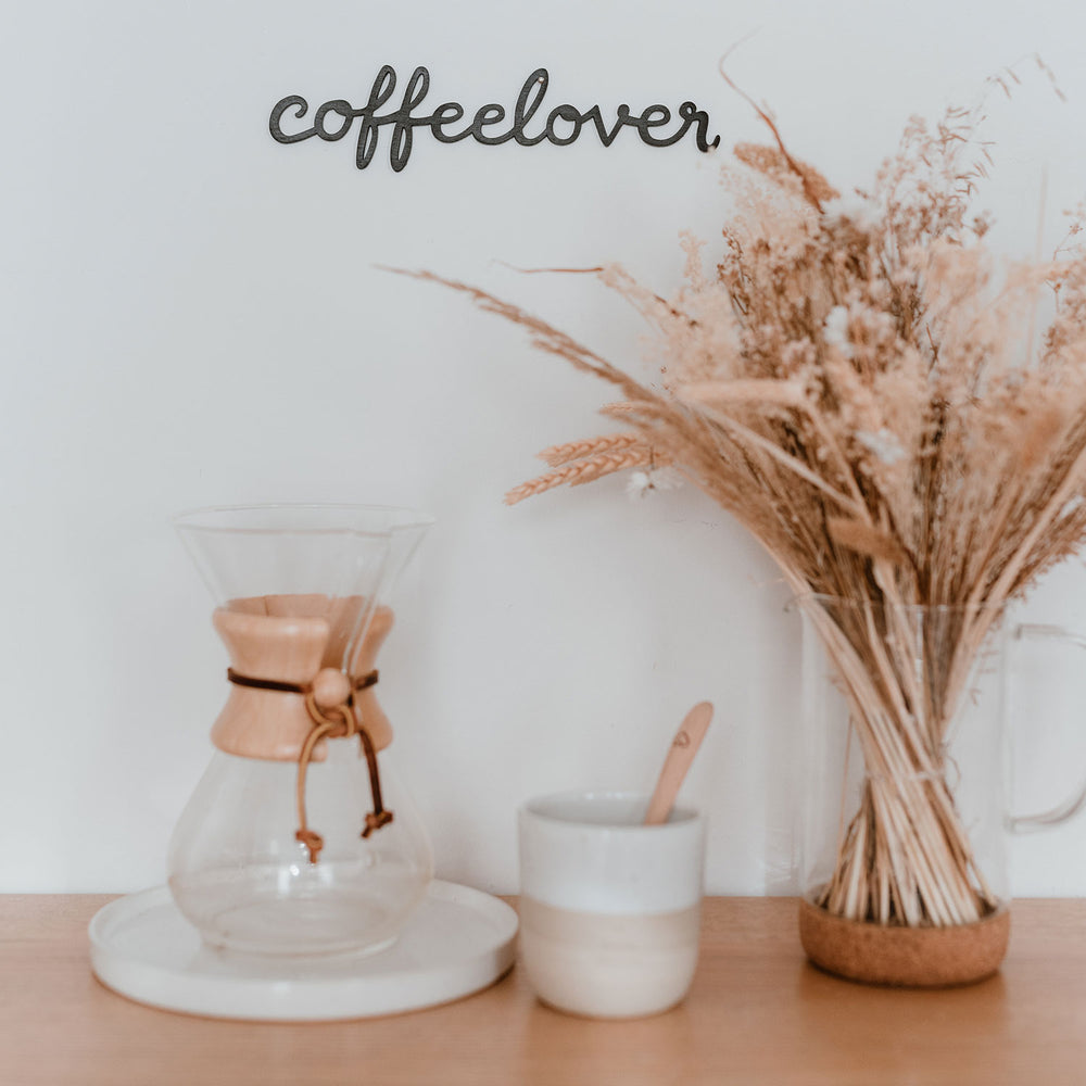 Lettrage en relief en bois Coffeelover (UE = 8 Pièces)
